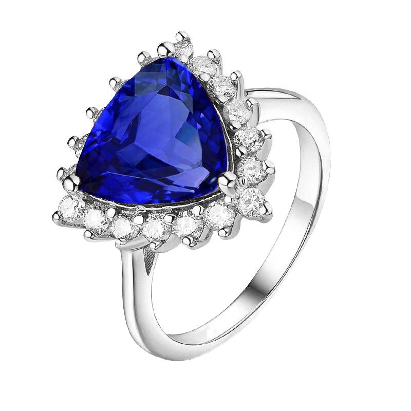Diamant Halo Trillion Edelstein Ring 3,50 Karat Ceylon Blauer Saphir - harrychadent.ch
