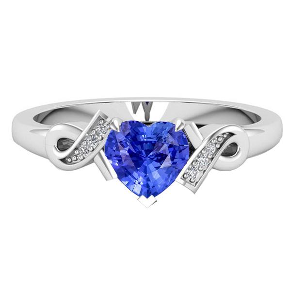 Diamant Herzförmiger Srilanka Saphir Ring 1,75 Karat Bandstil - harrychadent.ch