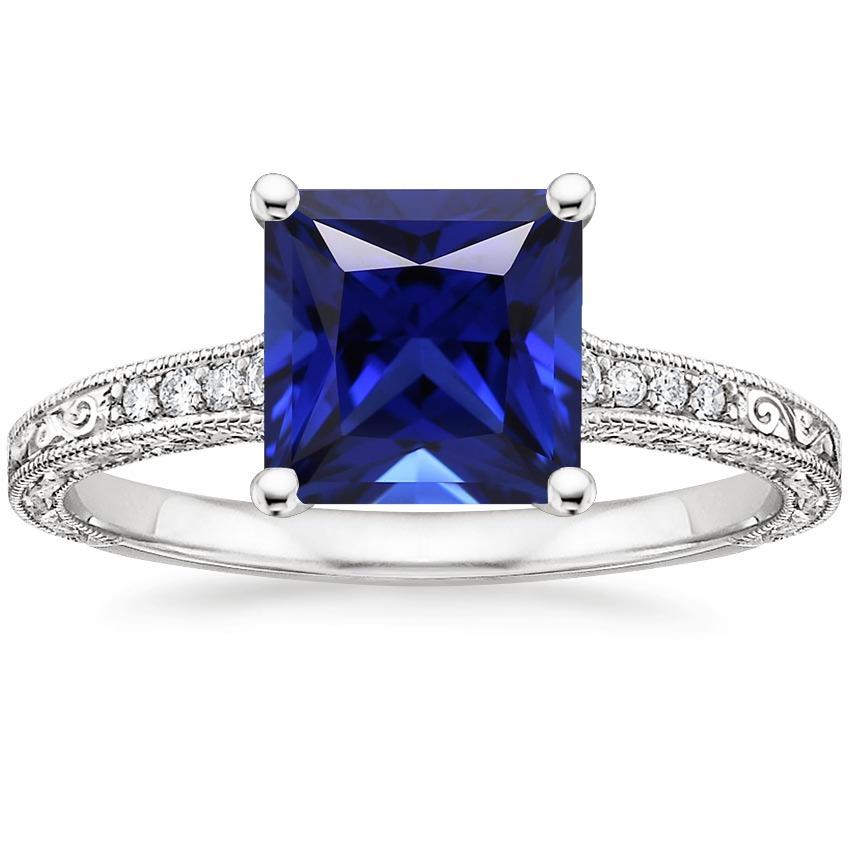 Diamant & Princess Sri Lankan Saphir Ring im antiken Stil 5,25 Karat - harrychadent.ch