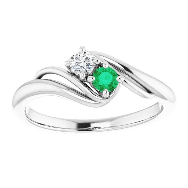 Diamant runder grüner Smaragd-Bypass-Fassungsring 1,50 Karat - harrychadent.ch