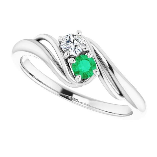 Diamant runder grüner Smaragd-Bypass-Fassungsring 1,50 Karat - harrychadent.ch