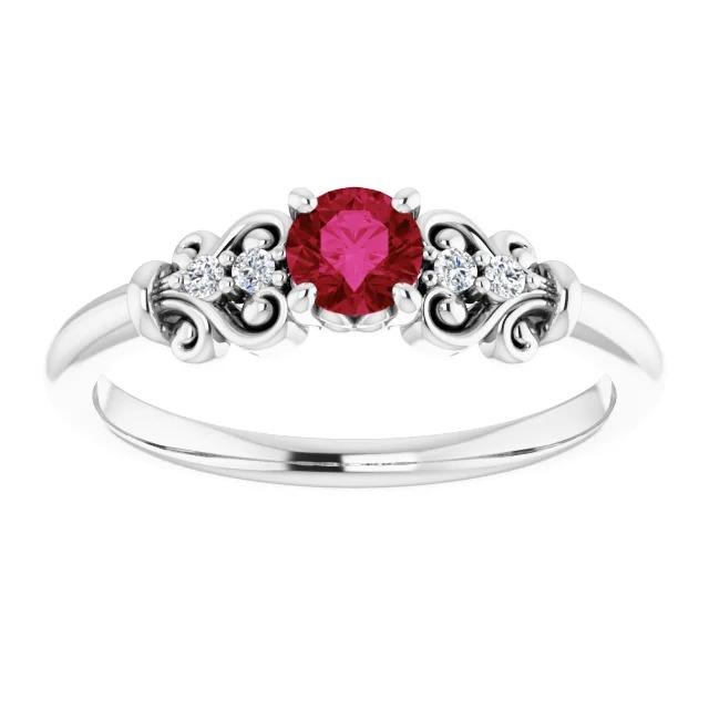 Diamant runder Rubin Fancy Ring 1,40 Karat Weißgold 14K - harrychadent.ch