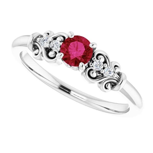 Diamant runder Rubin Fancy Ring 1,40 Karat Weißgold 14K - harrychadent.ch