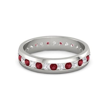 Diamant Rundes Rubin Ewigkeit Band 2.50 Karat Weißgold 14K - harrychadent.ch