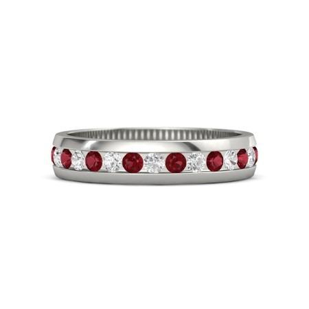 Diamant Rundes Rubin Ewigkeit Band 2.50 Karat Weißgold 14K - harrychadent.ch