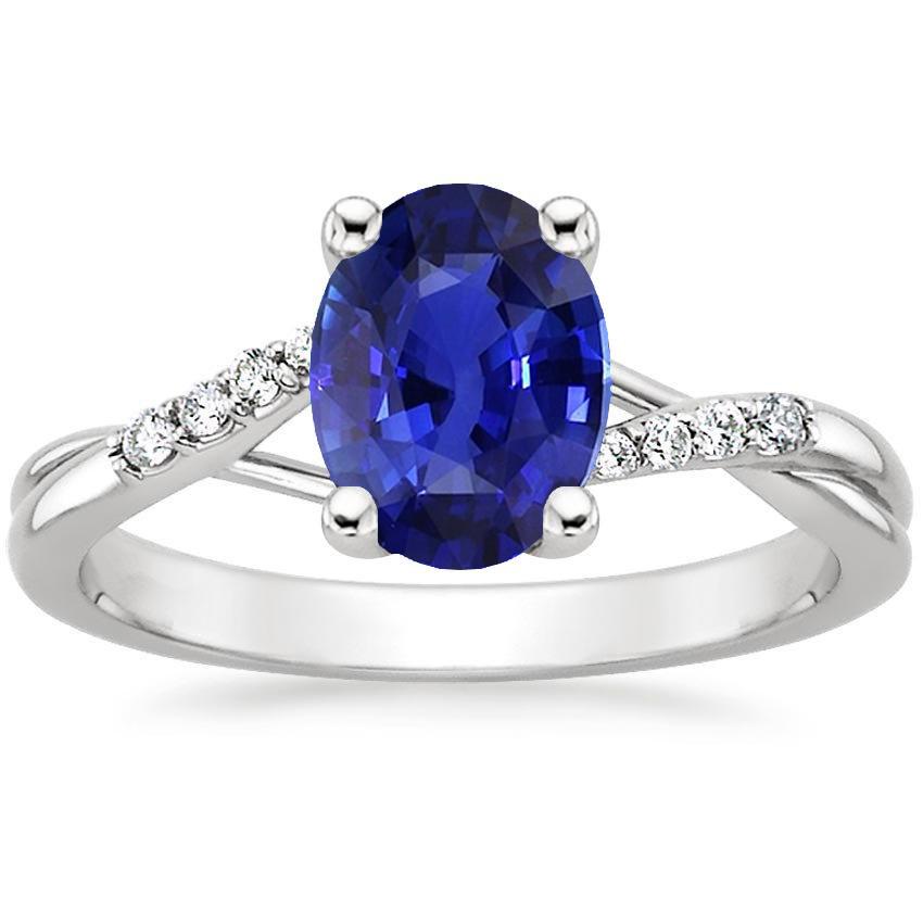Diamant-Verlobungsring Split Shank Oval Cut Blauer Saphir 3 Karat - harrychadent.ch