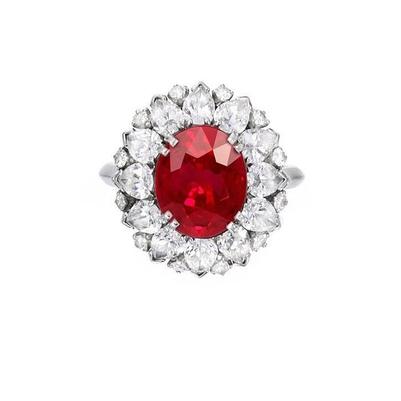Diamanten im Rund- und Birnenschliff mit Rubinring 17,75 ct Weißgold 14K