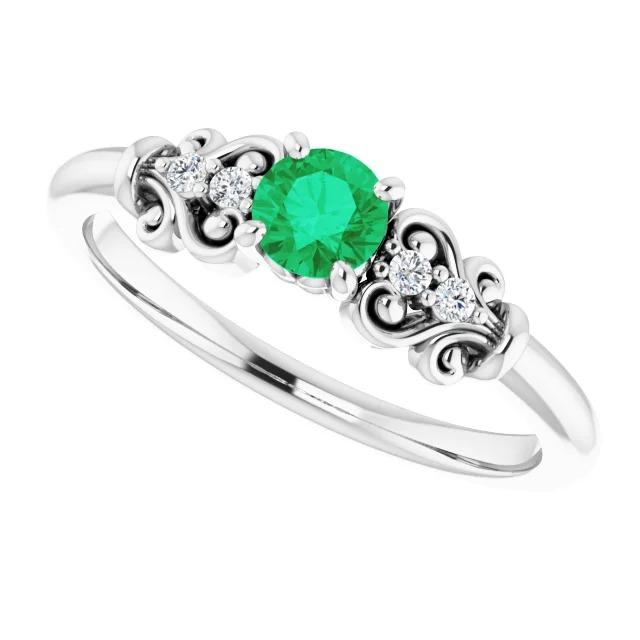 Diamantring 1,10 Karat grüner Smaragd Vintage-Stil Schmuck - harrychadent.ch