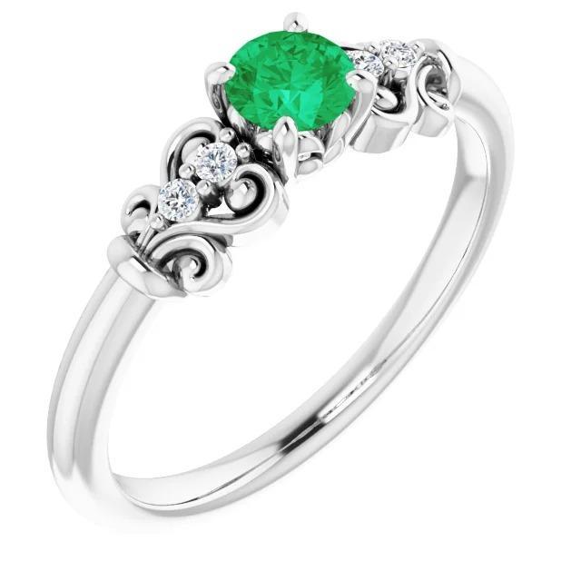 Diamantring 1,10 Karat grüner Smaragd Vintage-Stil Schmuck - harrychadent.ch