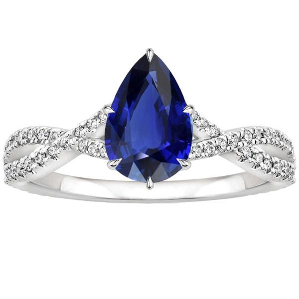 Diamantring Infinity-Stil mit Akzenten blauer Saphir 3.50 Karat