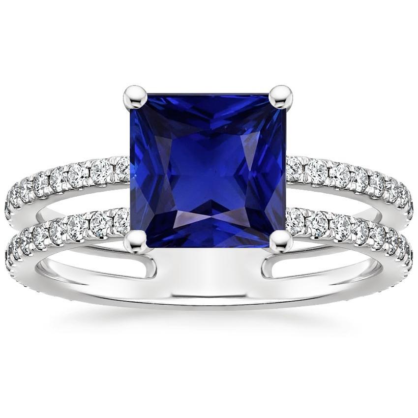 Diamantring Princess Cut Saphir mit Akzenten Split Shank 6 Karat - harrychadent.ch