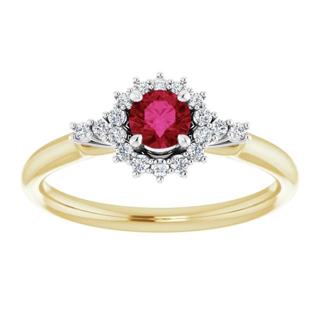 Diamantrunder Rubinring Halo Style Gold 14K 1,50 Karat - harrychadent.ch