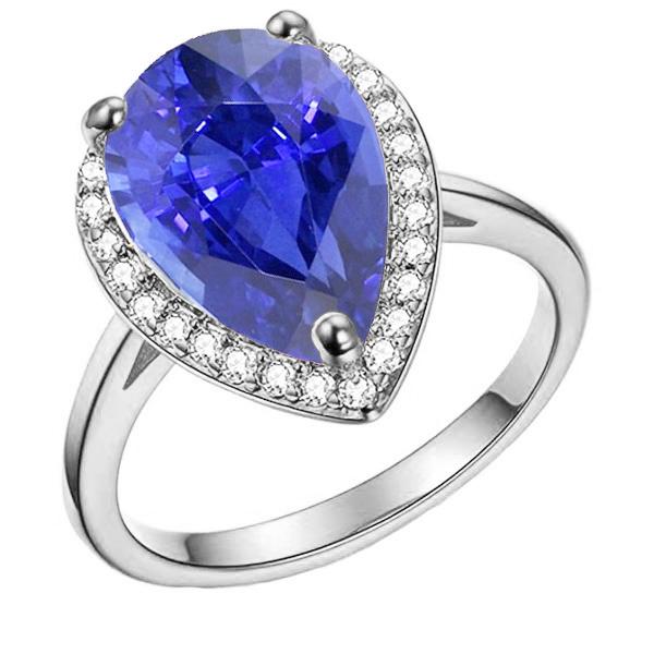 Diamantschmuck Halo Ceylon Saphirring 4 Karat - harrychadent.ch