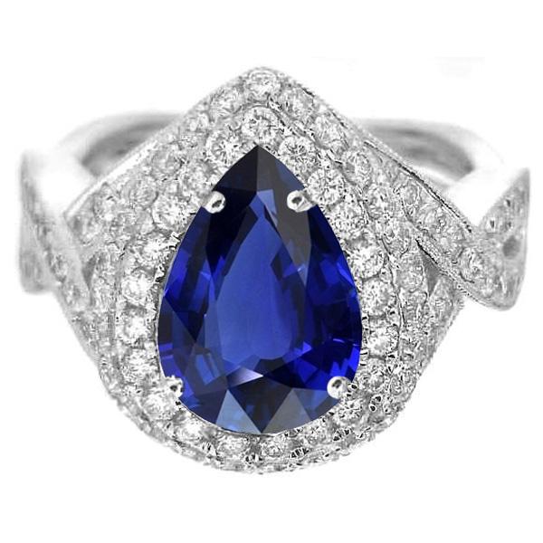 Double Halo Verlobungsring Ceylon Saphir & Diamanten 6,50 Karat - harrychadent.ch