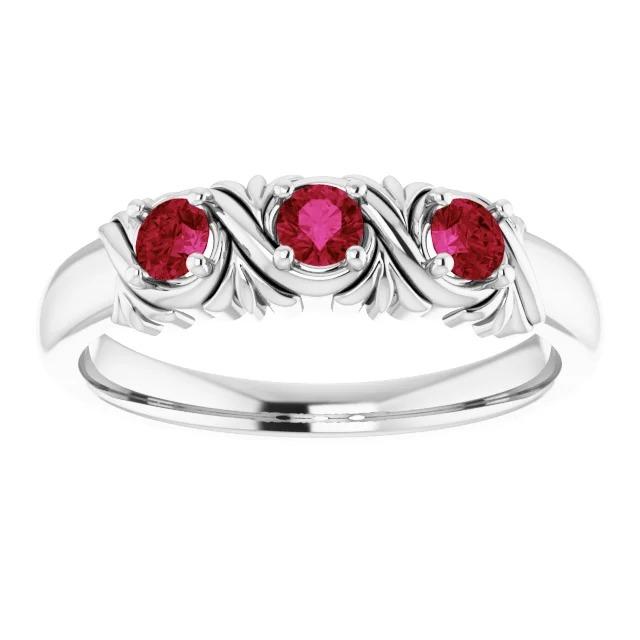 Drei-Stein-Ring 0,60 Karat Antik-Stil Rubin Damen Schmuck - harrychadent.ch