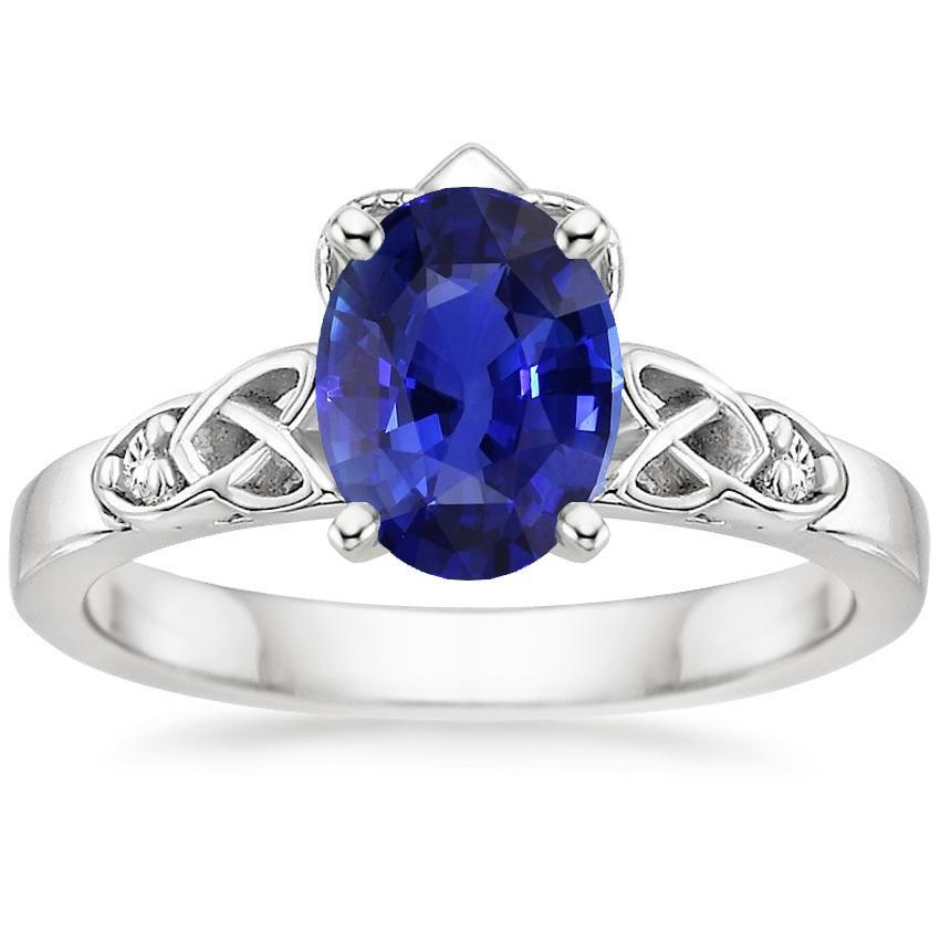 Drei Steine Verlobungsring Vintage-Stil Ceylon Saphir 3,25 Karat - harrychadent.ch