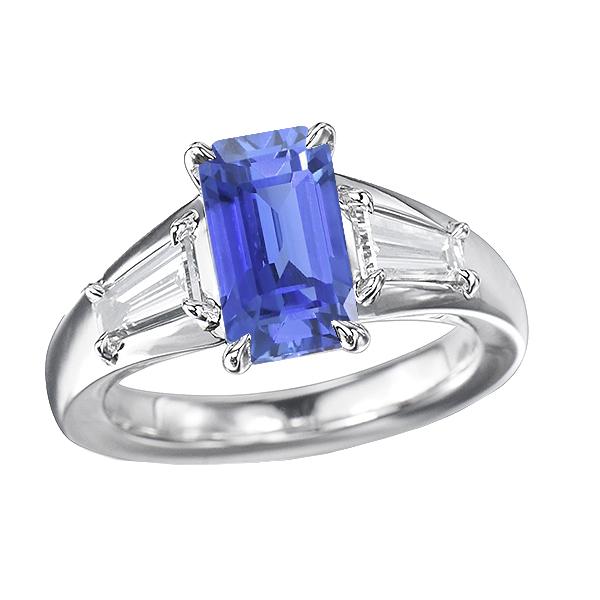 Edelstein Drei Steine Smaragdblauer Saphir & Diamant Ring 3,50 Karat - harrychadent.ch