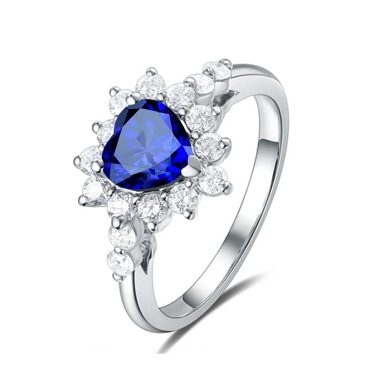 Edelstein Halo Heart Blauer Saphir & Diamant Ring Star Style 3 Karat - harrychadent.ch