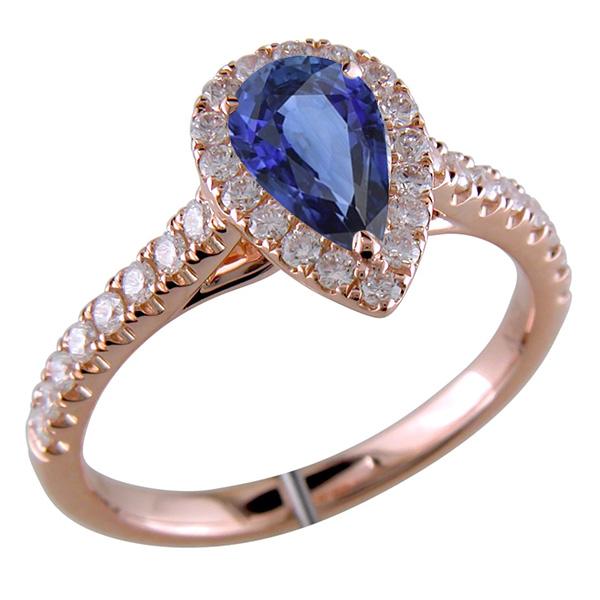 Edelstein Halo Pave Set Diamantring Birne Ceylon Saphir 5,50 Karat - harrychadent.ch
