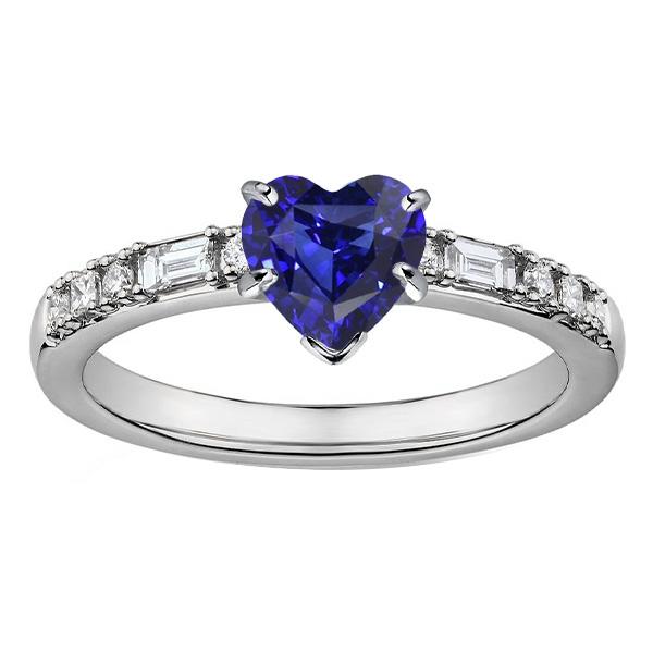 Edelstein Herz Saphir Ring Baguette & Prinzessin Diamanten 2,50 Karat - harrychadent.ch