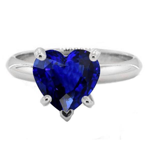 Edelstein Herz Solitär Krappen Set Ceylon Saphir Ring 2,50 Karat - harrychadent.ch
