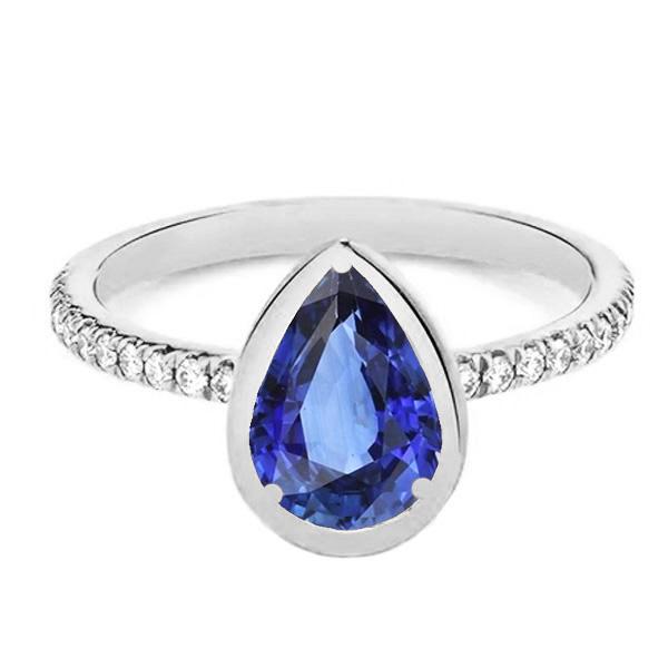 Edelstein-Lünette Set Blauer Saphirring & Diamanten 3,50 Karat - harrychadent.ch