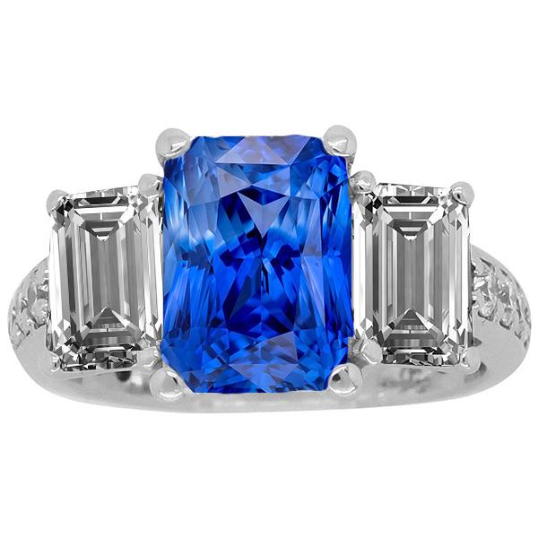 Edelstein Radiant Saphir Ring 4,50 Karat Smaragd & Runde Diamanten - harrychadent.ch