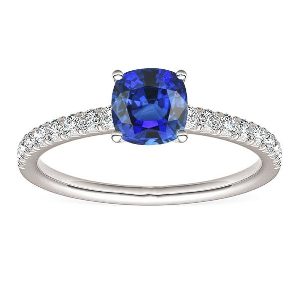 Edelstein Ring Saphir im Kissenschliff 2,50 Karat Fishtail Set Diamanten - harrychadent.ch