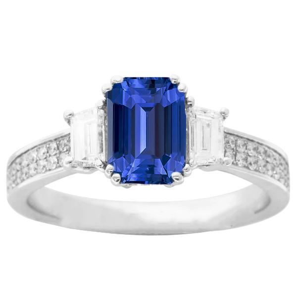 Edelstein Ring Smaragd Saphir 4,50 Karat Trapez & Runde Diamanten - harrychadent.ch