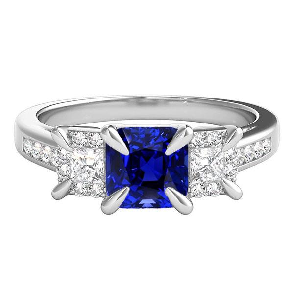 Edelstein Ringkissen Saphir Prinzessin Krappen Set Diamanten 3,50 Karat - harrychadent.ch