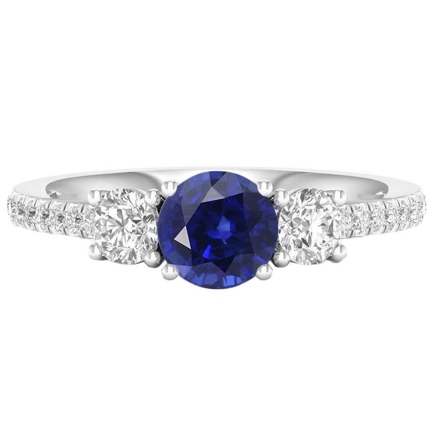 Edelstein Runder Saphir Ring 3 Steinstil Diamanten 6,50 Karat Gold - harrychadent.ch