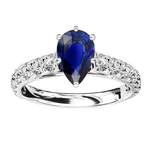 Edelstein-Solitär-Ring mit blauem Saphir und runden Diamanten 3,50 Karat - harrychadent.ch