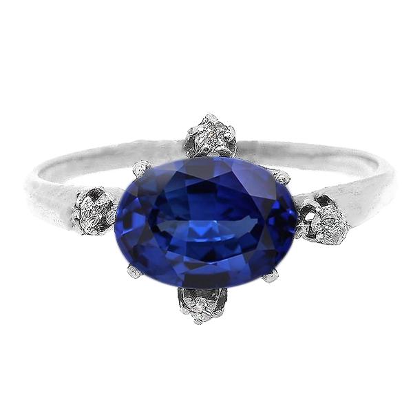Edelsteinring Blauer Saphir & Diamanten 5 Steinschmuck 3,50 Karat - harrychadent.ch