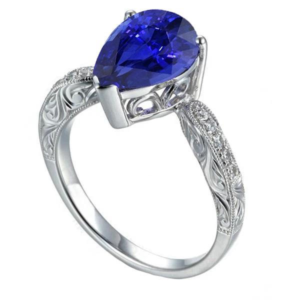 Edelsteinring filigraner Schaft Ceylon Saphir & Diamanten 2 Karat - harrychadent.ch