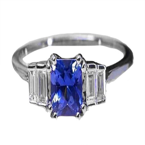 Edelsteinring Radiant Cut Ceylon Saphir & Baguette Diamanten 3 Karat - harrychadent.ch