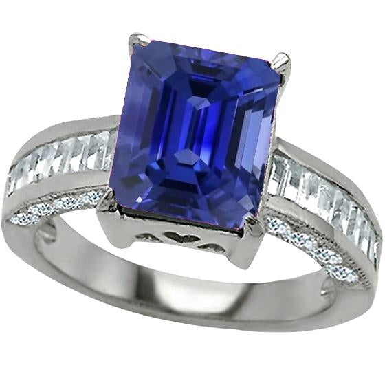 Edelsteinring Smaragd Saphir Baguette & Runde Diamanten 4,50 Karat - harrychadent.ch