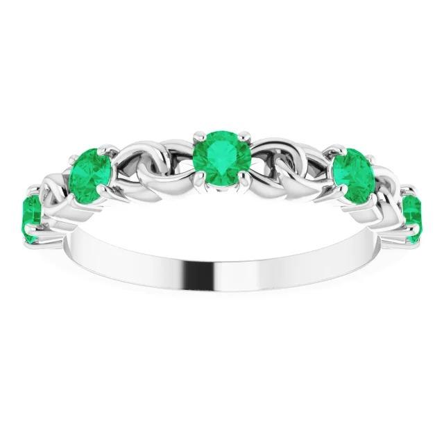 Fünf Steine runder grüner Smaragdring 2.50 Karat Weißgold 14K - harrychadent.ch