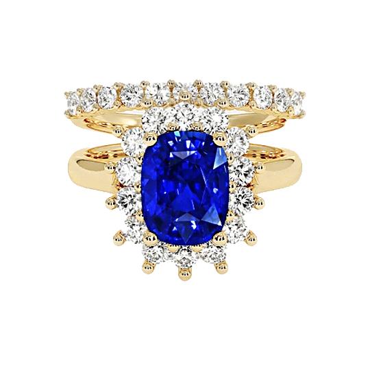 Gelbgold-Ceylon-Saphir-Ring mit Diamantakzenten 7,50 Karat - harrychadent.ch