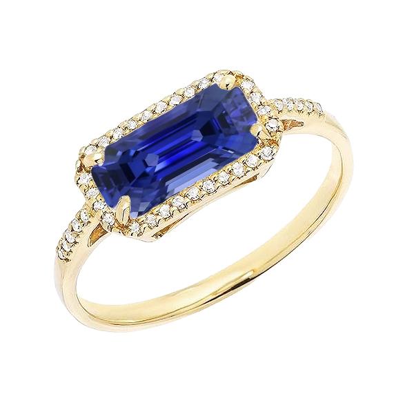 Gelbgold Halo Smaragd Ceylon Saphir Ehering 4,50 Karat - harrychadent.ch
