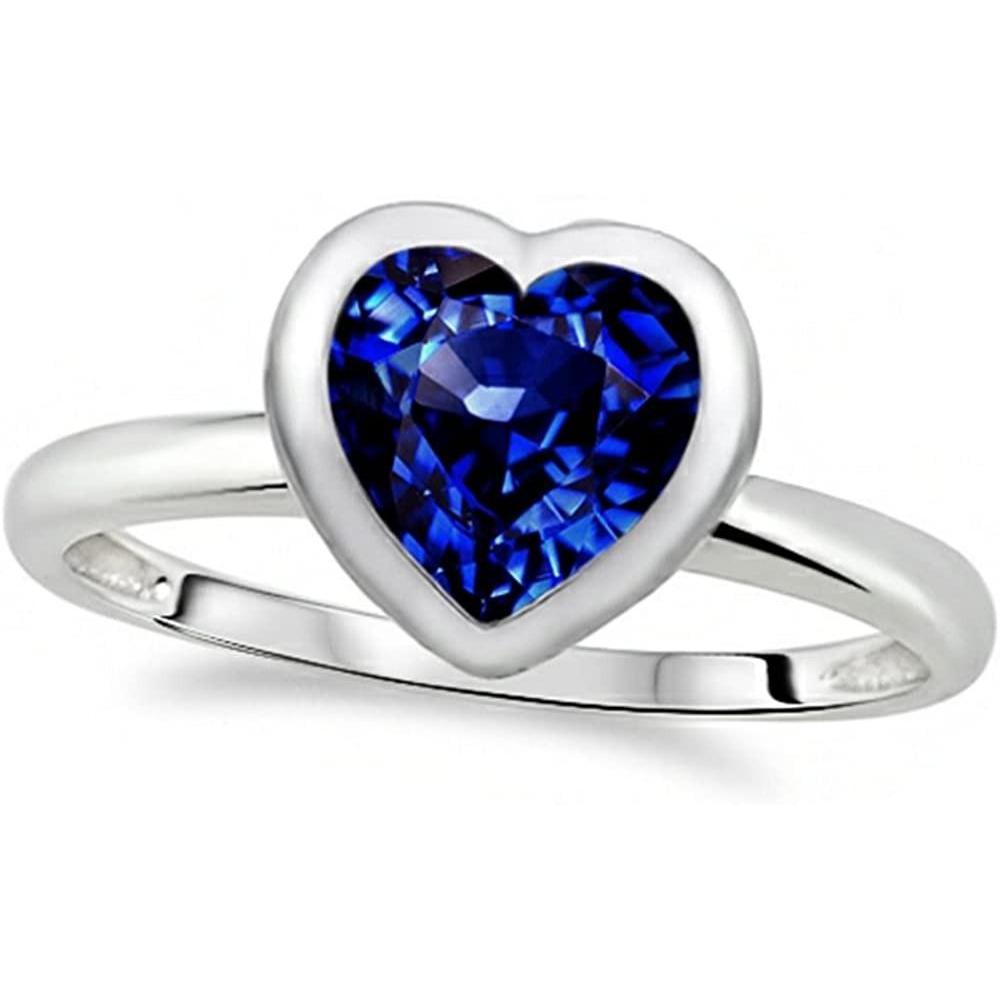 Gold Damen-Verlobungs-Herz-Lünette-Set Blauer Saphir-Ring 3 Karat - harrychadent.ch