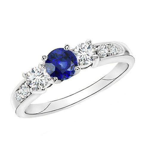 Gold Diamant Jubiläumsring Rund Ceylon Saphir & Diamant 2 Karat - harrychadent.ch
