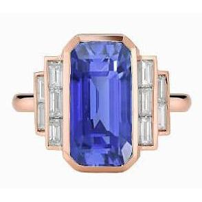 Gold Edelstein Ring Smaragd Saphir & Baguette Diamanten 3,50 Karat - harrychadent.ch