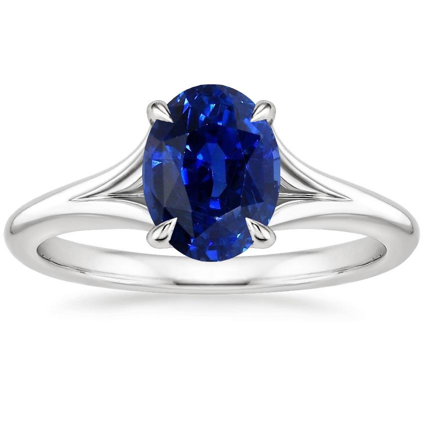 Gold Solitaire Blauer Saphir Ring Krappen Set Oval Split Shank 3 Karat - harrychadent.ch