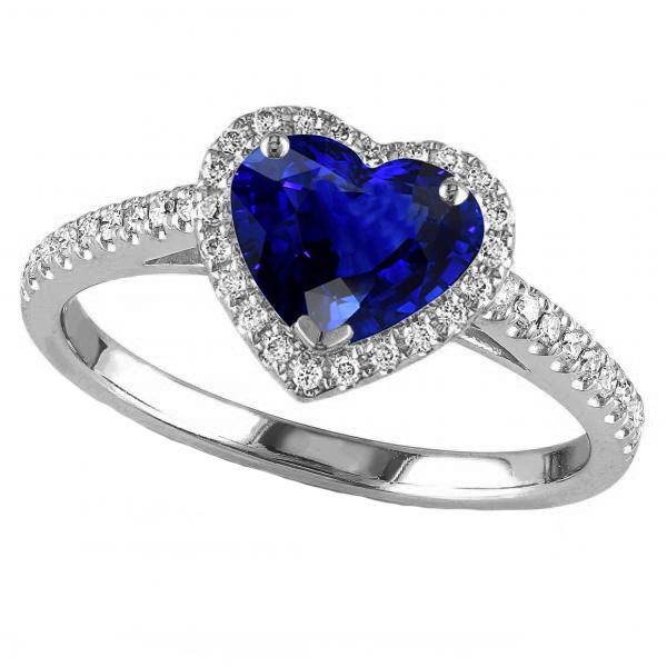 Goldener Halo Heart Srilanka Saphirring & Diamanten in Pavé-Fassung 3,50 Karat - harrychadent.ch