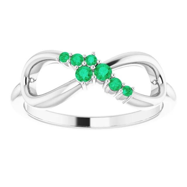 Grüner Smaragd Ring Infinity Style 1 Karat Weißgold 14K Schmuck - harrychadent.ch