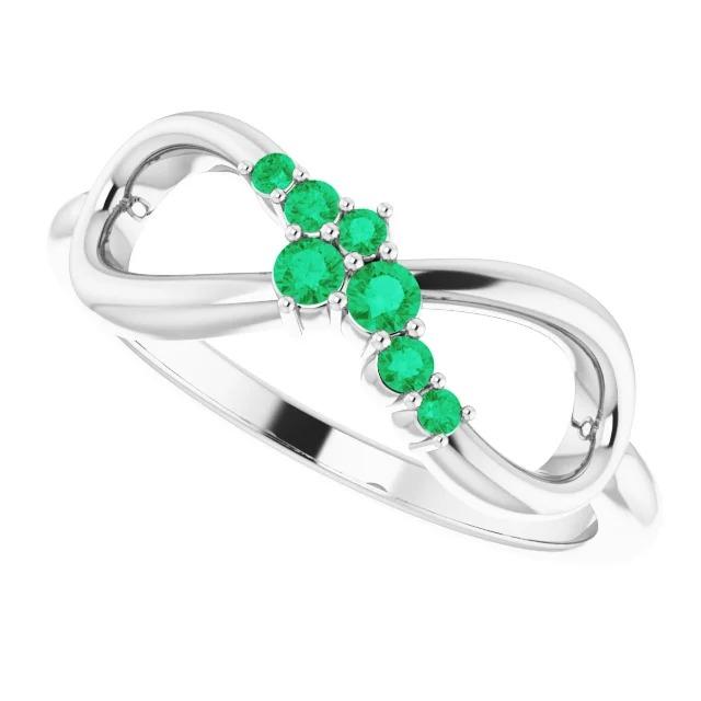 Grüner Smaragd Ring Infinity Style 1 Karat Weißgold 14K Schmuck - harrychadent.ch