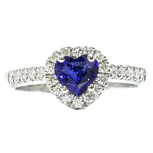 Halo Heart Ceylon Saphir Ehering 3,50 Karat Diamantschmuck - harrychadent.ch
