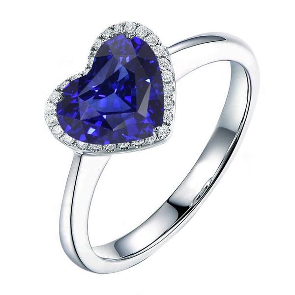 Halo Heart Ceylon Saphir Ehering 3,50 Karat Goldschmuck - harrychadent.ch