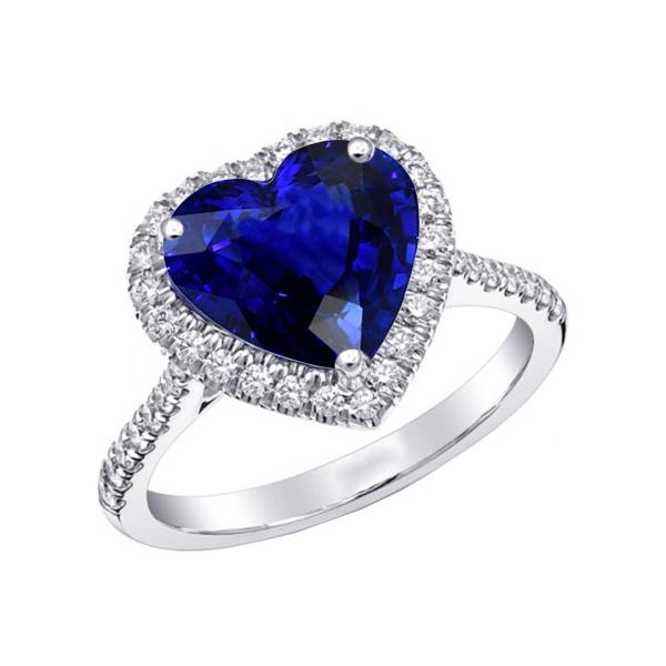 Halo Jubiläumsring Herz Sri Lanka Saphir mit Diamanten 4 Karat - harrychadent.ch