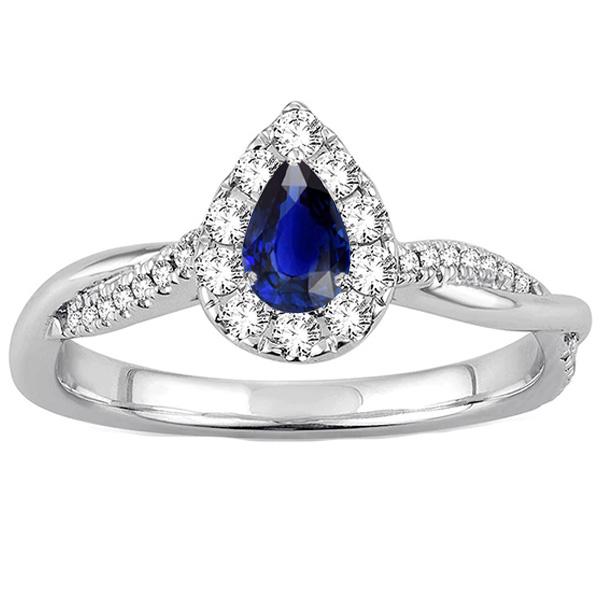 Halo Pear Blue Saphir Ring Twist Style Runde Diamanten 3,50 Karat - harrychadent.ch